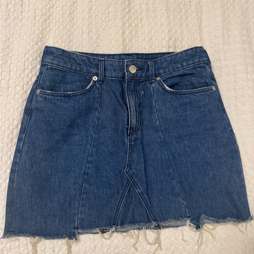 H&M Blue Pencil Mini Skirt with Slit